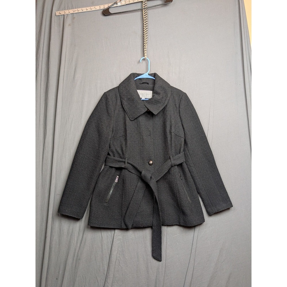 Jessica Simpson Jacket Womens Large Black Belted Collarโ Dressy Coat